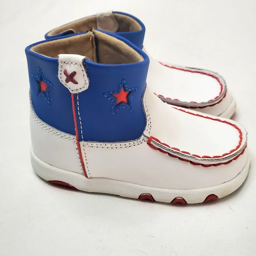 Twisted X Infant's Driving Moccasins Shoes ◇ Red, White & Blue ◇ Size 6‎ Months